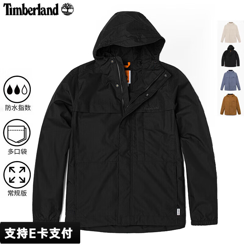 Timberland添柏岚冲锋衣男春季新款户外徒步登山硬壳防风夹克防水工装外套男 黑色/晒图退10 XL 185 建议160-180斤/卡码拍大