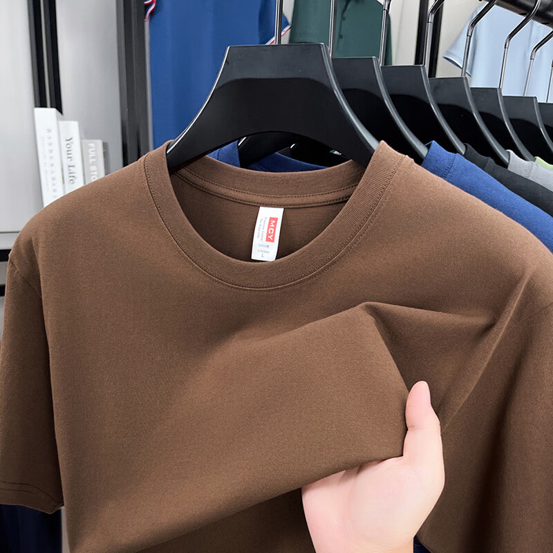 尺度保罗重磅210g100%纯棉圆领短袖T恤男士薄款吸汗透气宽松休闲半袖小白t AA9010深灰 2XL 推荐155-175斤