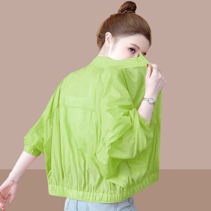 2026新款防晒衣女春夏季薄款洋气小个子宽松短款外套女士休闲上衣 草绿色 2XL 【建议110-125斤】