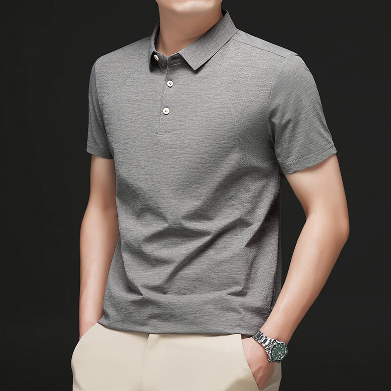 ROYAL PALM POLO SPORTS CLUB2026夏季新款男士短袖衫商务休闲翻领半袖透气凉感男装上衣 卡其色 4XL