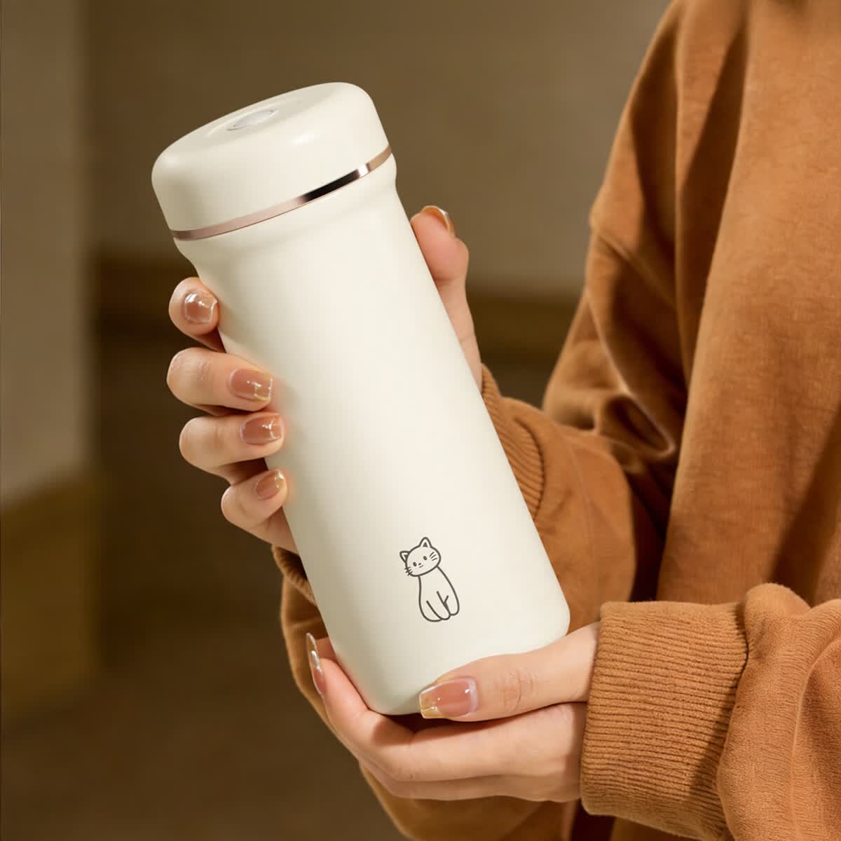 造物集陶瓷内胆保温杯便携女生高颜值水杯商务礼品杯子330ml 金瓷-氧气云【陶瓷内胆/免费刻字】