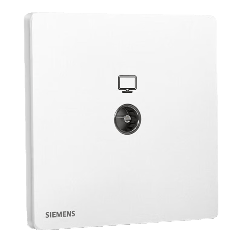 西门子（SIEMENS）开关插座面板 五孔电源哑光纤薄墙面86型官方旗舰 驭彩奶油白色 电视TV插座
