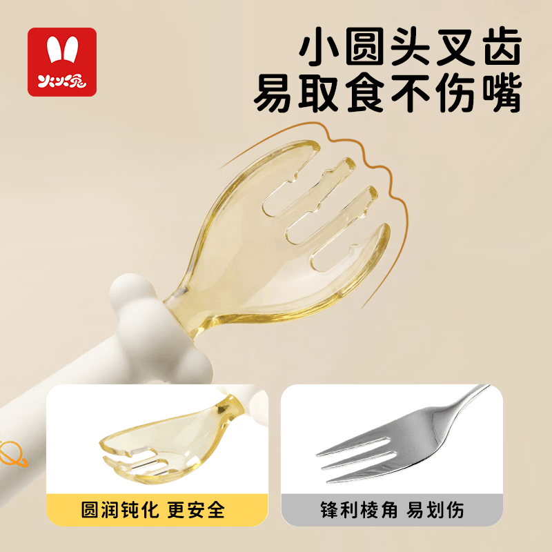火火兔宝宝辅食勺婴儿学吃饭训练餐具套装食品级PPSU叉勺多功能