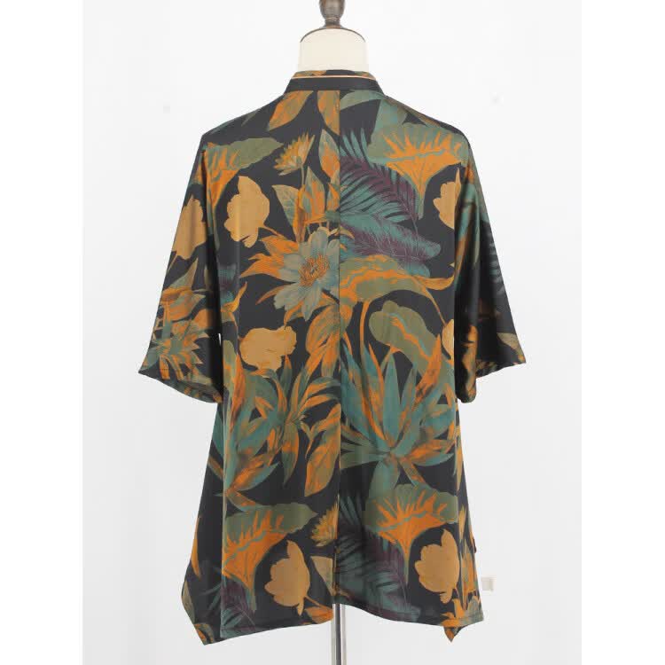 HUAN MADE HUMAN中老年香云纱衬衫桑蚕丝半袖加肥加大 1号色 4XL 【建议160-180斤】