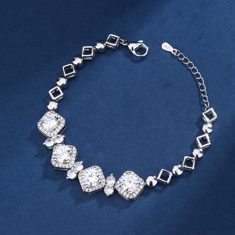 锆石手链ins风微镶简约女款 白金色手链【16+3cm】