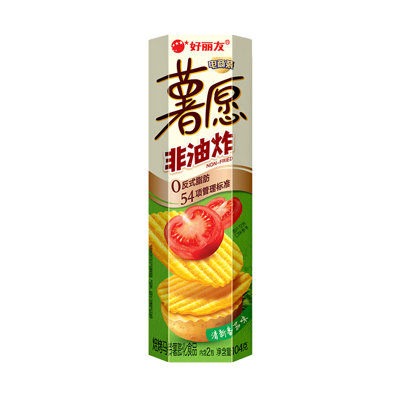 好丽友（ORION）薯愿薯片清新番茄味104g 休闲零食薯片非油炸膨化食品小吃