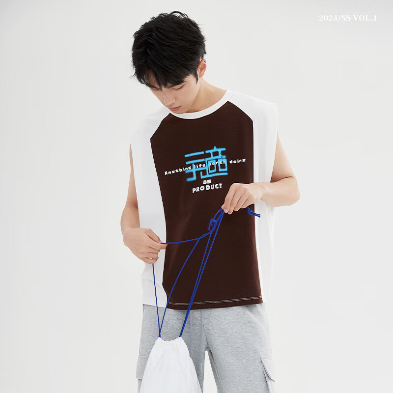 顶瓜瓜睡衣女款2026新款夏款顶呱呱无性别通用宽松无袖背心 米撞咖 3XL (180)