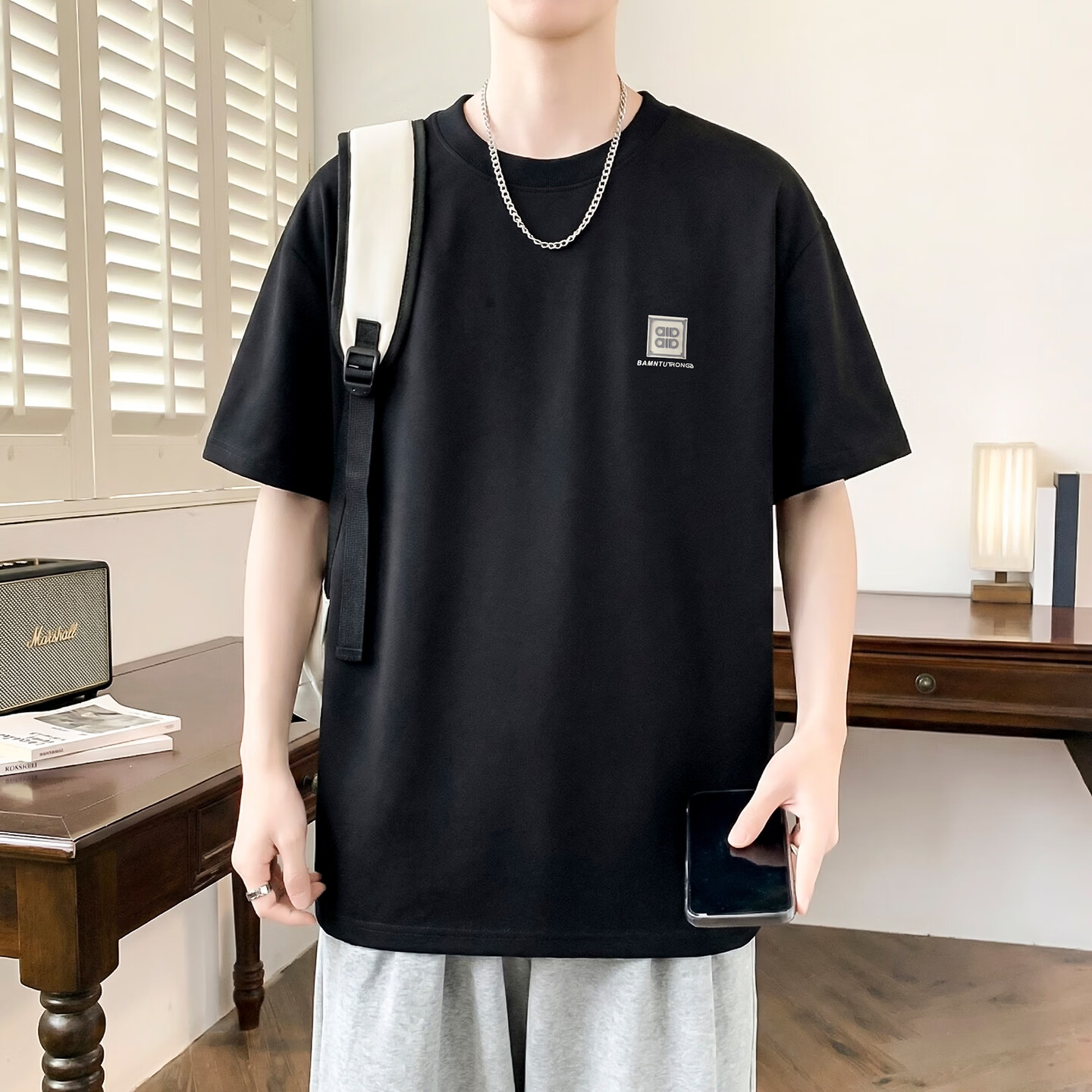 轩程短袖t恤男2026夏季宽松大码潮流港风男装半袖打底衫男 T8510绿色 2XL (185)