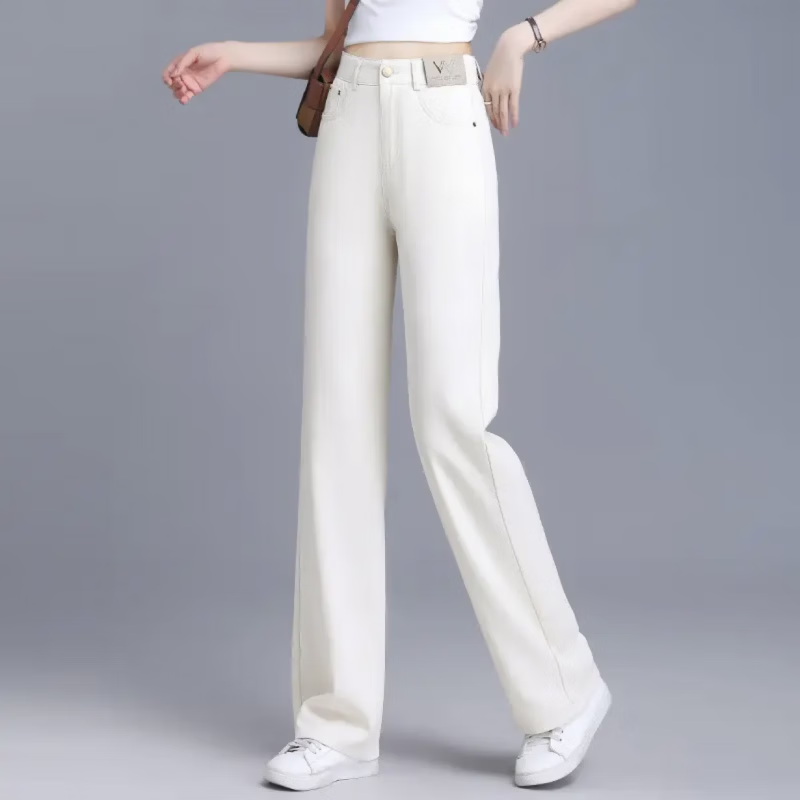 【商场品质】2026春夏新款窄版直筒裤牛仔裤百搭宽松显瘦阔腿裤 白色 （长裤） XL 推荐115-125斤