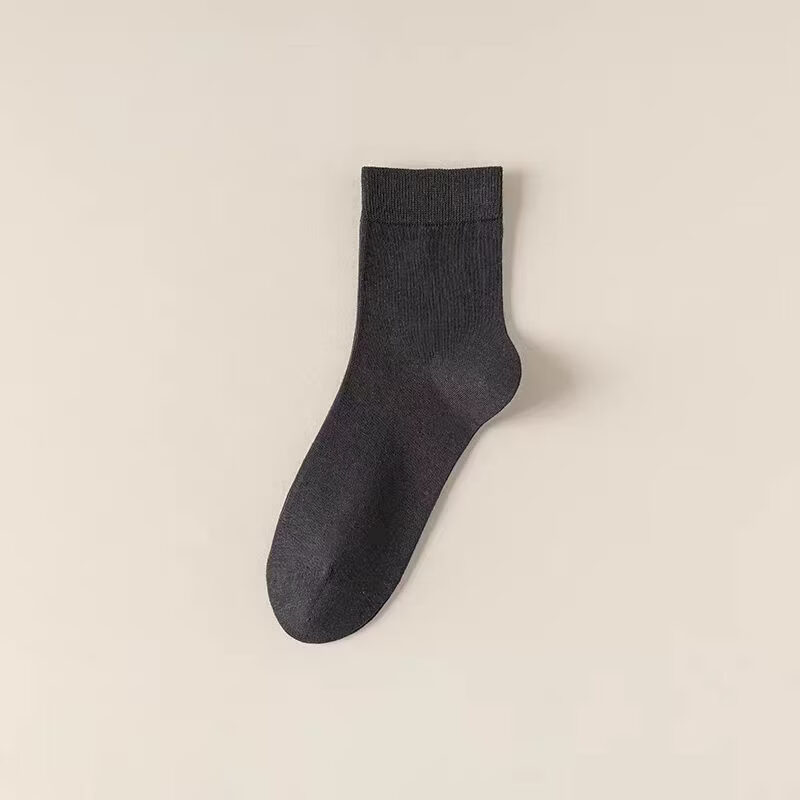 丞贵袜子女中筒无骨袜吸汗苎麻袜夏季纯色棉麻百搭中筒袜运动男透气袜 5双盒装混色棉麻男袜 均码