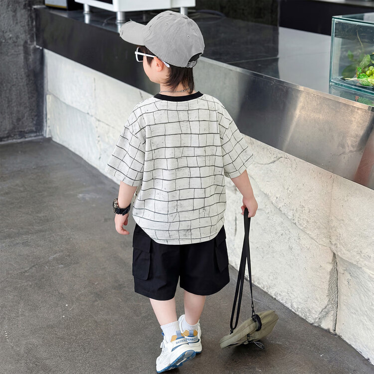 G.duck小黄鸭童装男童套装夏季2026新款帅气儿童短袖裤子中大童男孩衣服 黄色 120 （建议身高110cm  6-7岁）cm