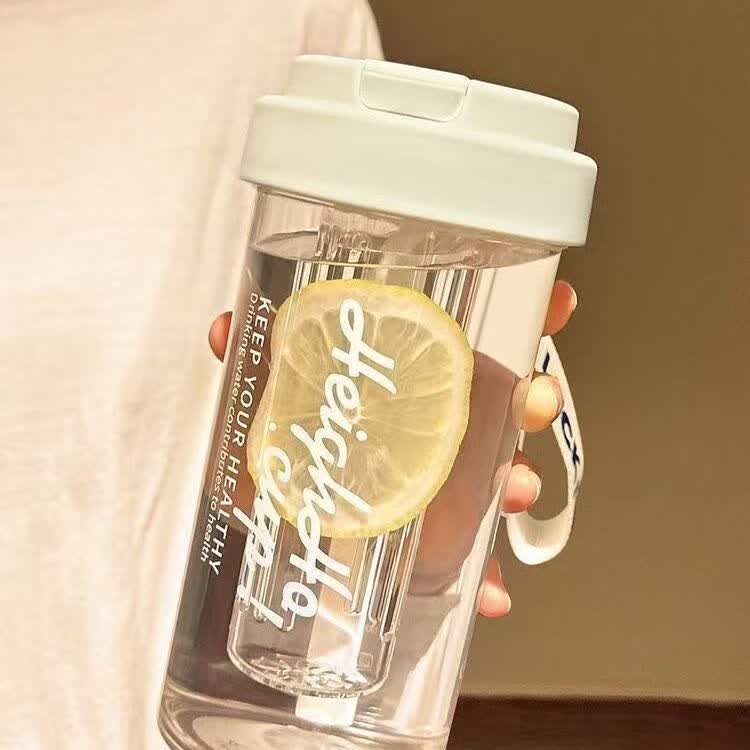 亚创优品+带茶隔吸管杯夏天水杯女生高颜值夏季耐高温网红泡茶杯子 绿色