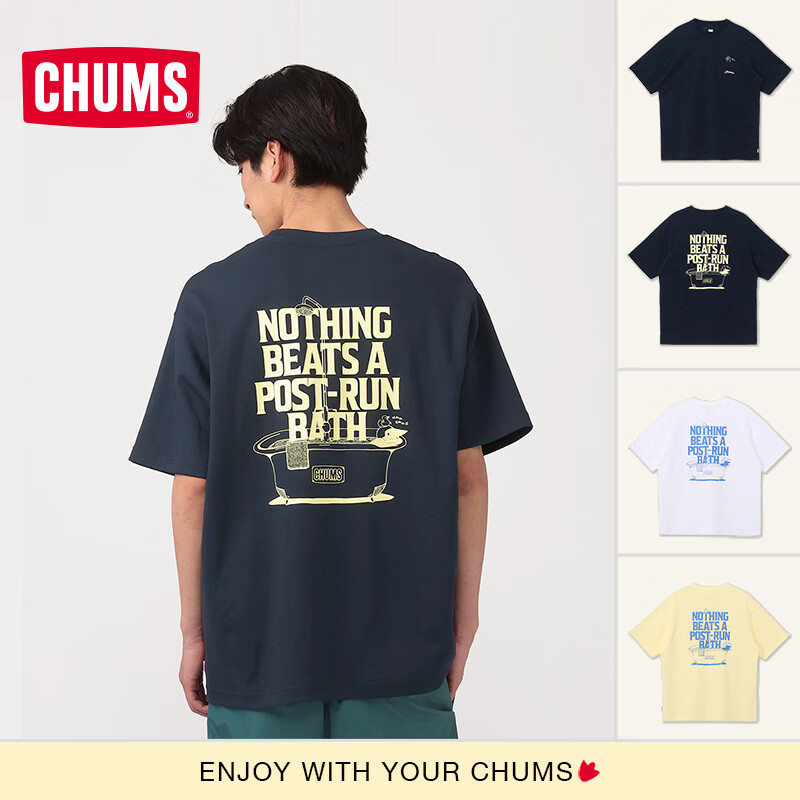 CHUMS洽洽鸟户外运动短袖T恤宽松棉感快干印花情侣休闲上衣CH01-2758 CH01-2758-N001 M （170）