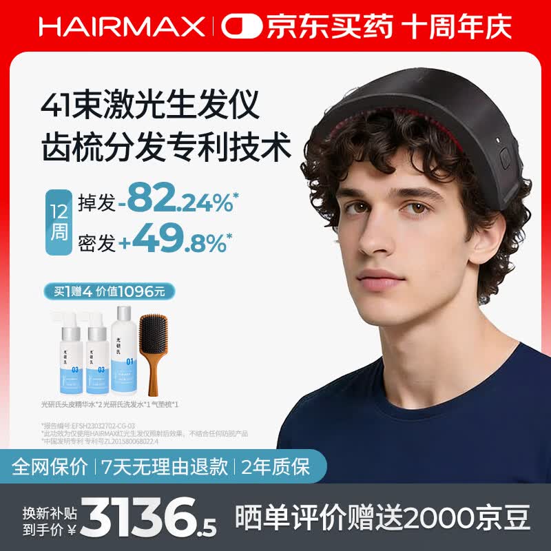 HAIRMAX41光束激光生发仪生发帽头皮护理防脱密发增发低能量红光骑士黑