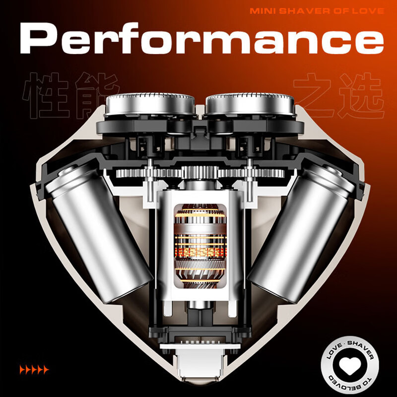 GROOUZ德国品牌男士剃须刀电动便携刮胡子胡须刀双头剃须刀多功能充电刮胡刀送男友生日520礼物 烈焰红【剃须旗舰心形新概念】