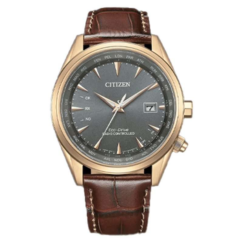 西铁城（CITIZEN）光动能多局电波自动对时男表牛皮表带腕表 CB0273-11H