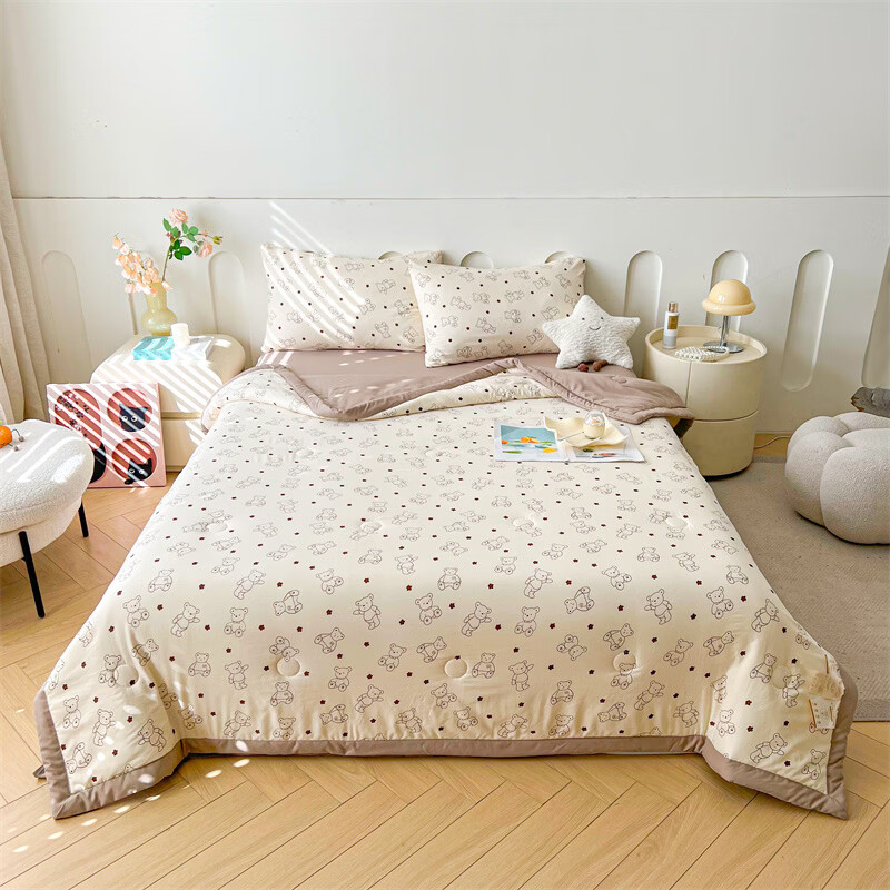 软贝A类夏凉被 混纺棉花被 空调被可机洗纤维被子被芯夏季午睡盖被 小熊博士 180x200cm单夏被