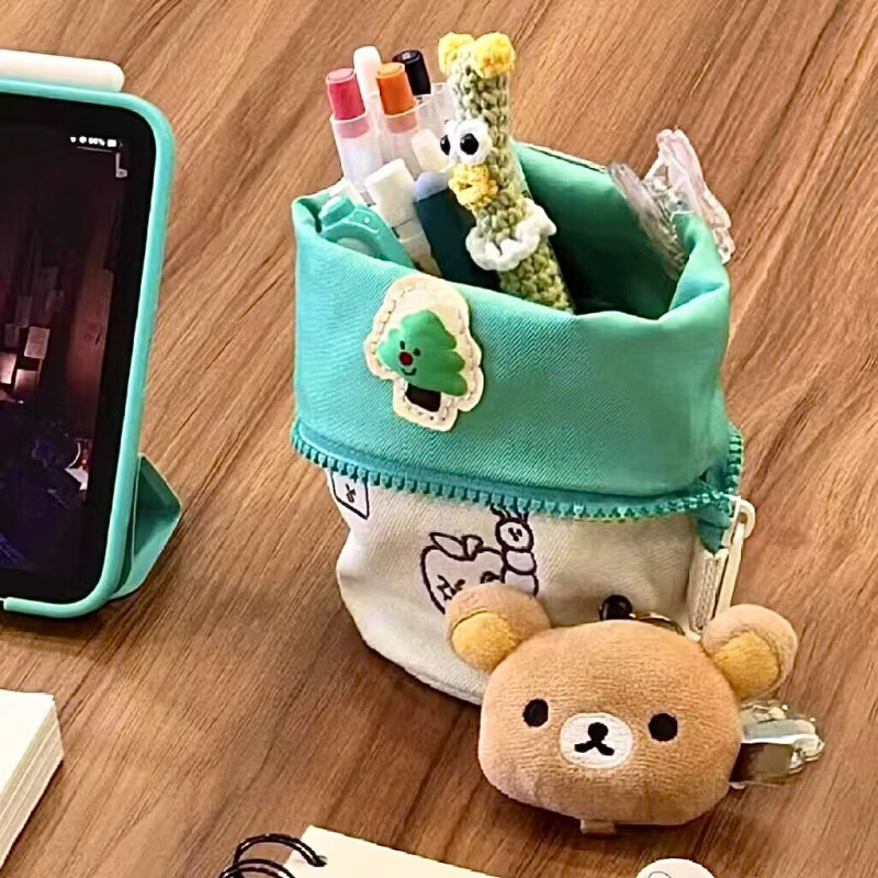 何佳功cupcake竖翻书帆布文具收纳盒大学生高颜值日系简约笔筒 全套3个每款各1个