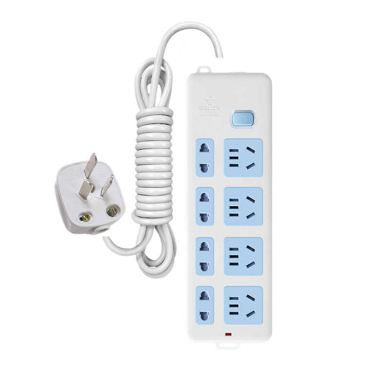 公牛短線插座家用插排多功能插線板電源接線板帶線三腳排插排插板座超長拖線板 八插位 帶總控開關(guān)403 8米長