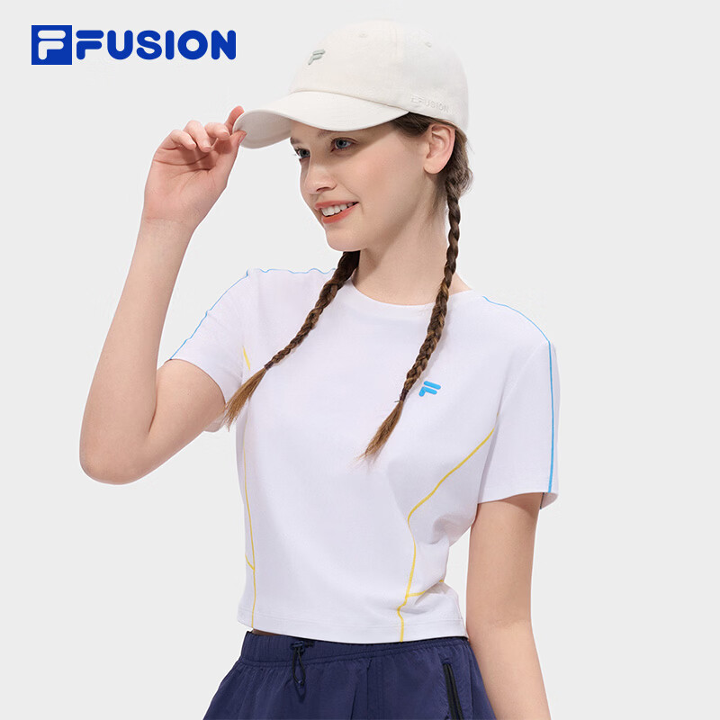 FILA FUSION斐乐潮牌女子针织短袖衫2026夏季新款吸湿速干凉感T恤 标准白-WT L 170/88A/L