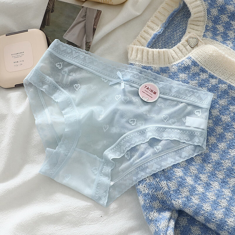 剑蔓夏季无痕薄款网纱内裤女蝴蝶结7A抑菌透气纯棉裆中腰女士三角裤头 4条混色【颜色随机混】 L 建议100-120斤