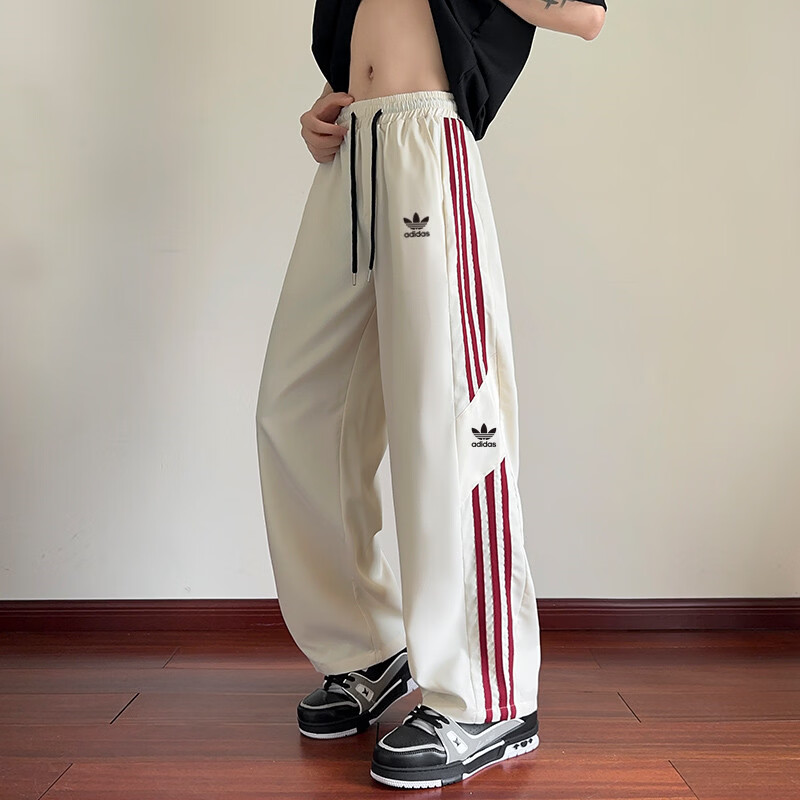 Y-3阿迪三叶草夏季薄款运动裤宽松速干冰丝休闲裤三条杠阔腿弯刀卫裤 深蓝色 948A L 建议体重110-130斤