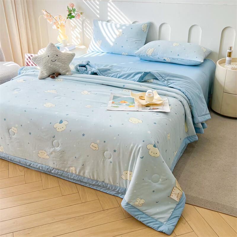 软贝A类夏凉被 混纺棉花被 空调被可机洗纤维被子被芯夏季午睡盖被 星月小狗 150cm*200cm单夏被