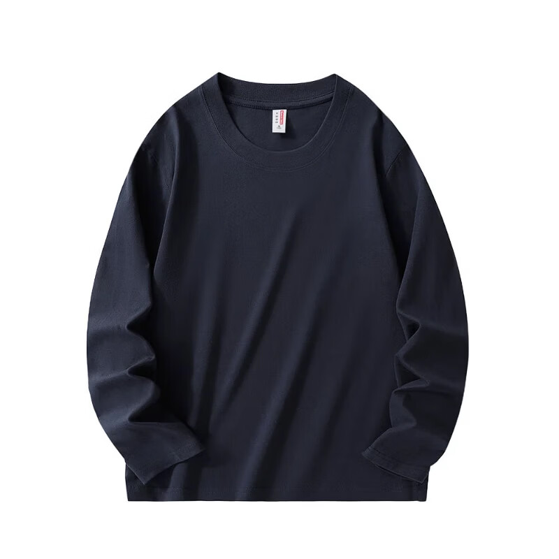 凡客诚品（VANCL）男女款精梳棉长袖纯棉T恤圆领长袖面料舒适亲肤 藏青色 2XL /140-160斤