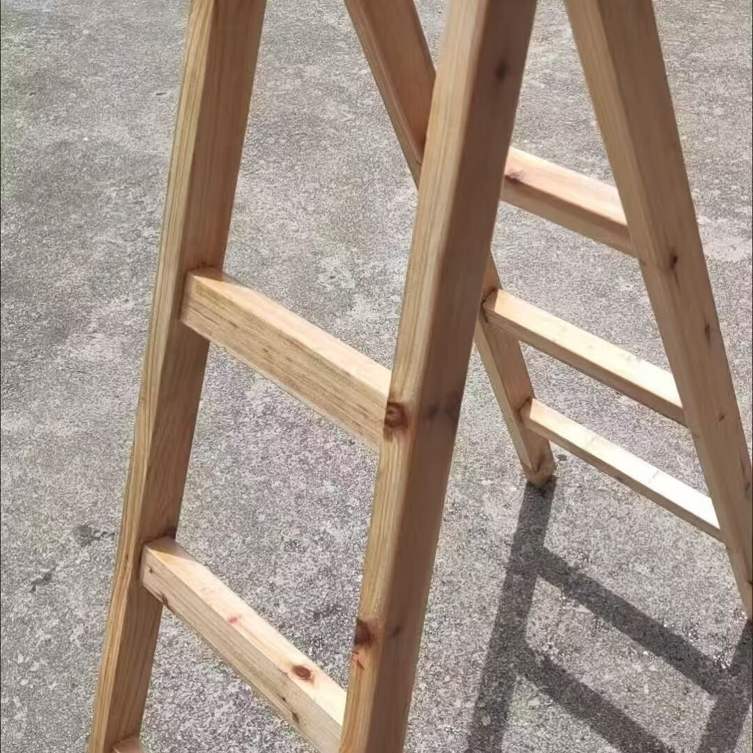 实木加厚折叠梯子人字梯家用梯工地施工楼梯榫卯梯凳步梯折叠梯 2.5米刷木油