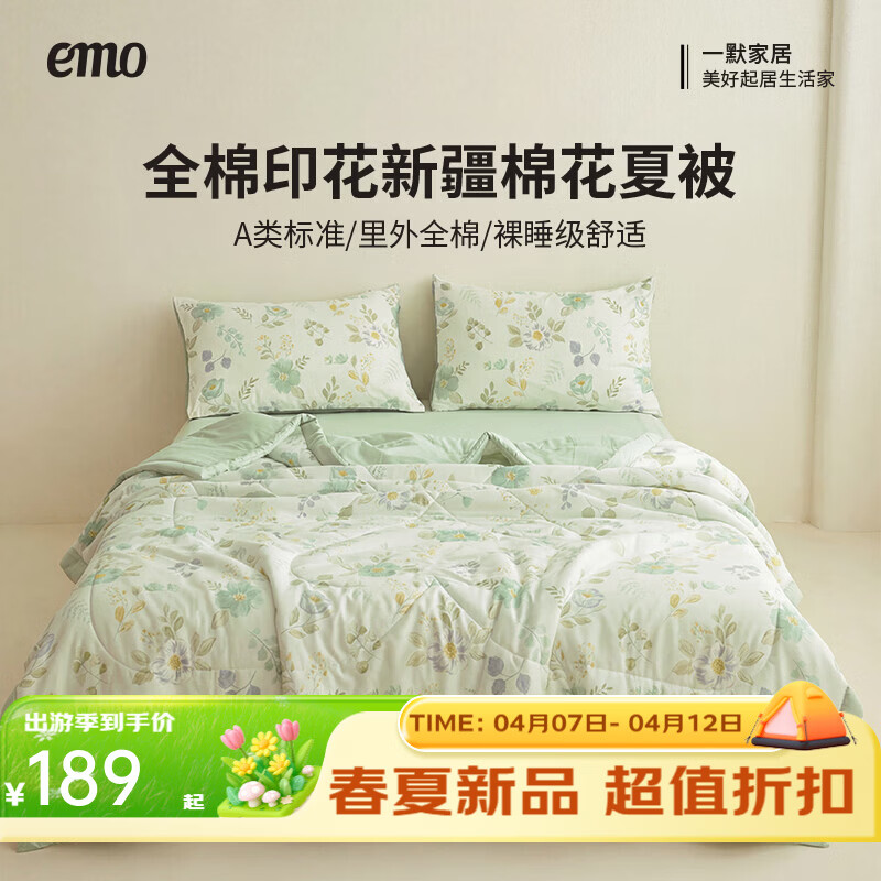 一默新疆棉花夏被空调被2026新款A类纯棉被子家纺床品全棉印花夏凉被 茉屿 200x230cm