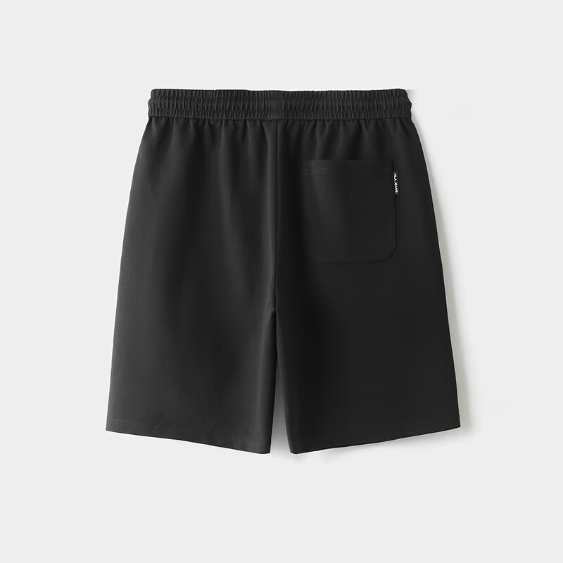黑鲸(HLAJEANS)海澜之家旗下腰间抽绳休闲中裤男2026年夏季新品直筒短裤 黑色01 L