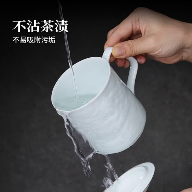 jdz景德镇陶瓷青釉雕刻长城办公杯茶水杯大容量茶杯文创会议杯泡茶杯