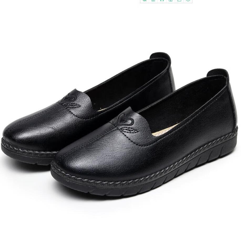 宛杉奕新款春秋软底妈妈鞋皮鞋女单鞋中老年人中年妇女鞋平底工作鞋