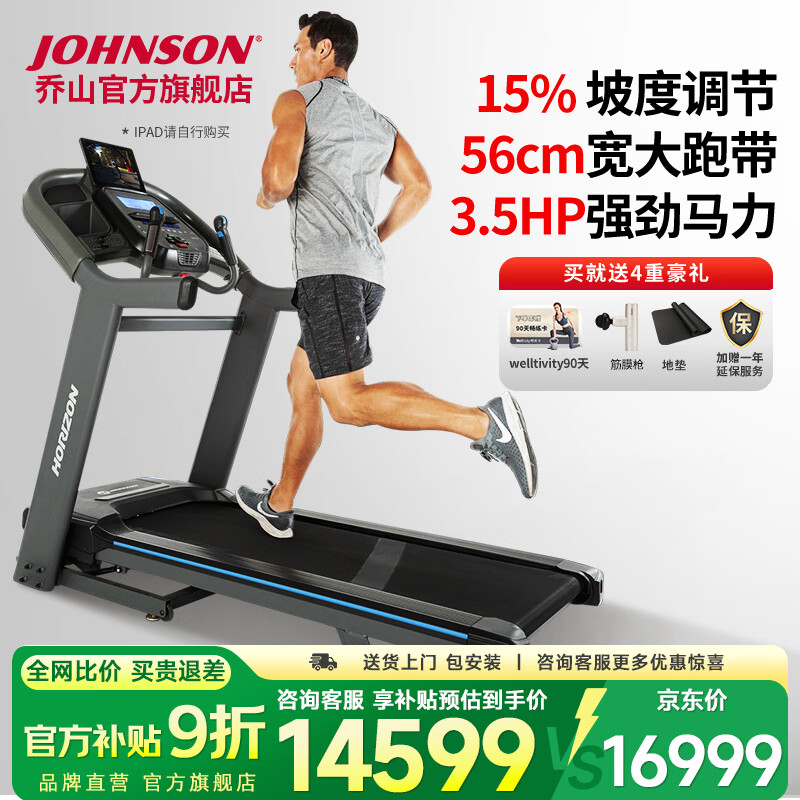 乔山（JOHNSON）高端家庭用进口跑步机减震可折叠健身房配置级走步机运动健身器材 高端进口_7.4AT-24_Horizon