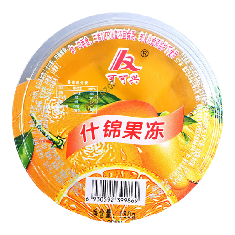 什锦椰果果冻180g大杯装椰果水果果冻儿童零食独立包装办公室充饥 什锦果冻1杯*180克