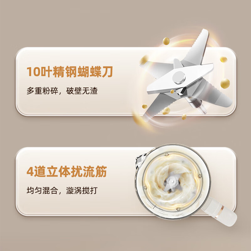 BLAUPUNKT 德国蓝宝柔音破壁机家用加热全自动豆浆机多重降噪榨汁机多功能料理机 BP-PB310 英格伦调白