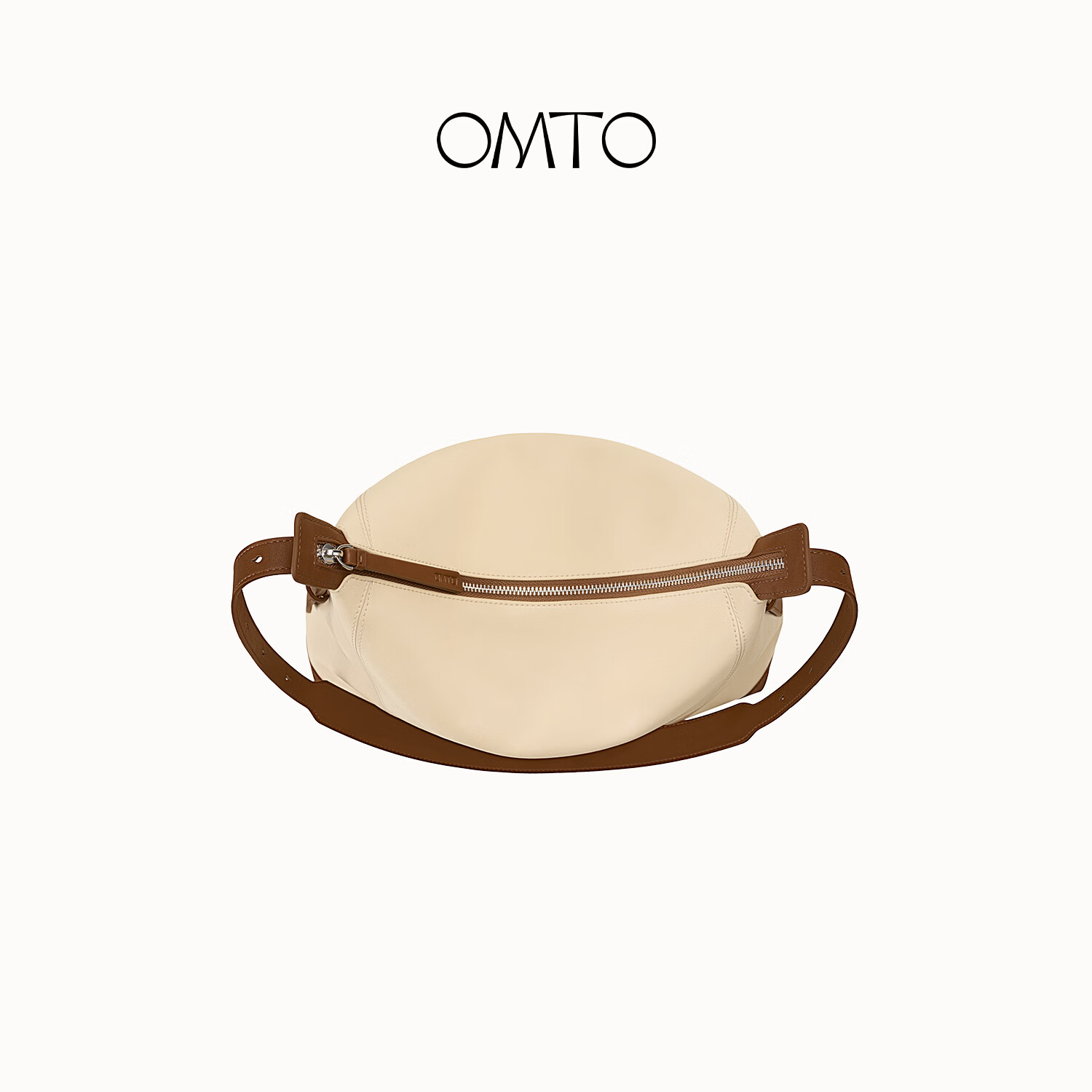 OMTO 绵绵奶司软hobo包女植鞣牛皮单肩斜挎通勤松弛感包包母亲节礼物 燕麦奶小号