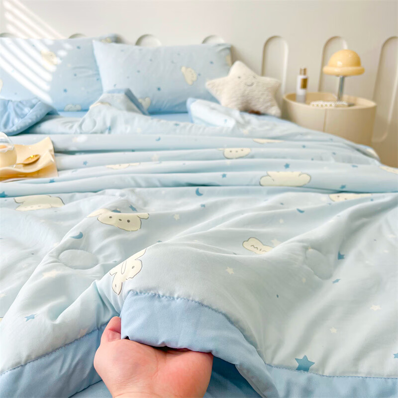 软贝A类夏凉被 混纺棉花被 空调被可机洗纤维被子被芯夏季午睡盖被 星月小狗 150cm*200cm单夏被
