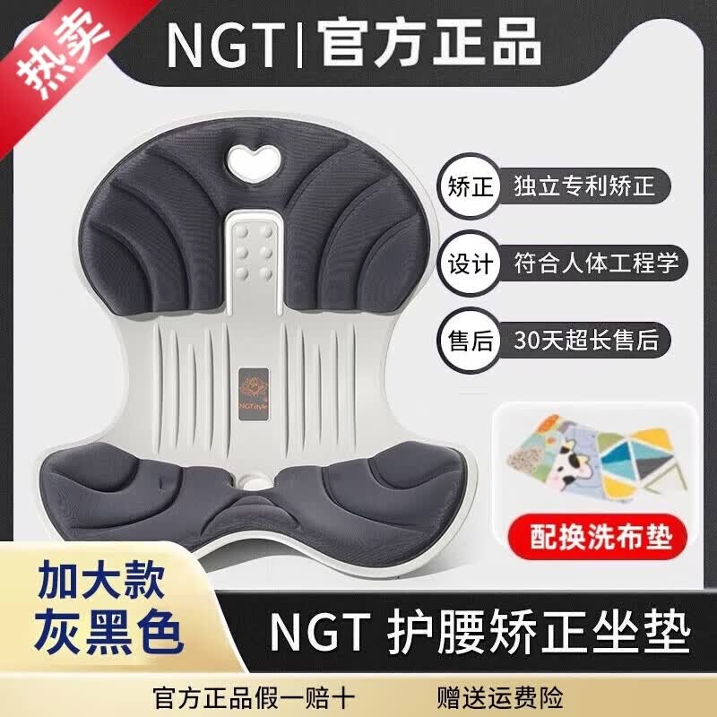NGTstyle护腰坐垫办公室靠垫久坐神器人体工学靠背学生儿童坐姿椅ngt 深灰加大|升级款【可承重300斤】