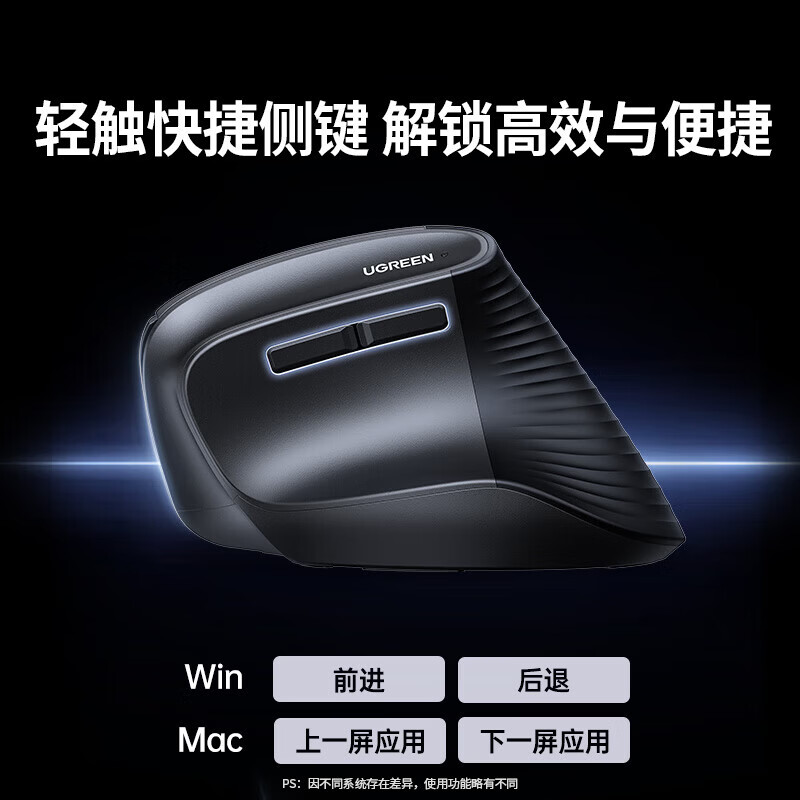 绿联人体工学鼠标 垂直鼠标 轻音无线蓝牙鼠标单模/双模 立式竖握立体鼠标 护手鼠标 笔记本电脑适用 电池款【2.4G单模】硅胶滚轮丨轻音按键丨送鼠标垫 【人体工学 | 垂直护腕】