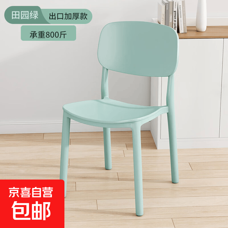 塑料椅现代简约餐饮商用加厚户外靠背椅休闲创意久坐舒服家用餐椅 加粗加厚-绿色 单把装