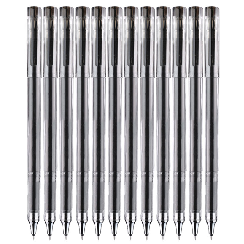 晨光(M&G)文具0.5mm黑色中性笔 全针管签字笔 本味系列水笔 12支/盒AGPB7101