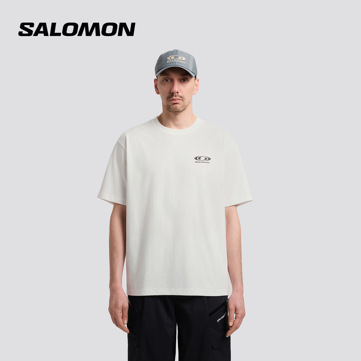萨洛蒙（Salomon）男款 户外运动潮流休闲舒适穿搭短袖T恤 LINK CAMOFLAGE SS V2 白色 D01143 L  175/96A