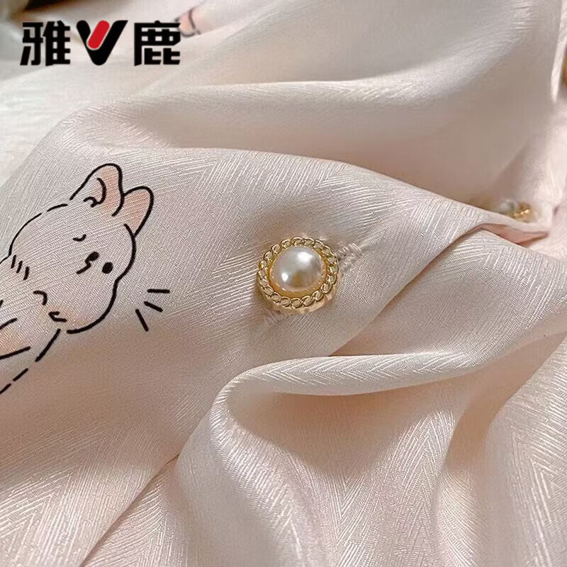 雅鹿三件套夏天冰丝睡衣女短袖短裤加肥加大码胖mm甜美绸缎家居服套装 三件套-白色兔子 XL 建议110-125斤