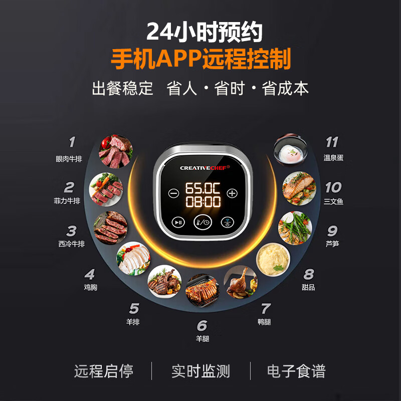 Creativechef低温慢煮机商用【酒店餐饮专用】SousVide真空恒温分子料理机温泉蛋牛排料理棒低温烹饪机 SV16ProMax+vp68+11L水箱+烹饪架