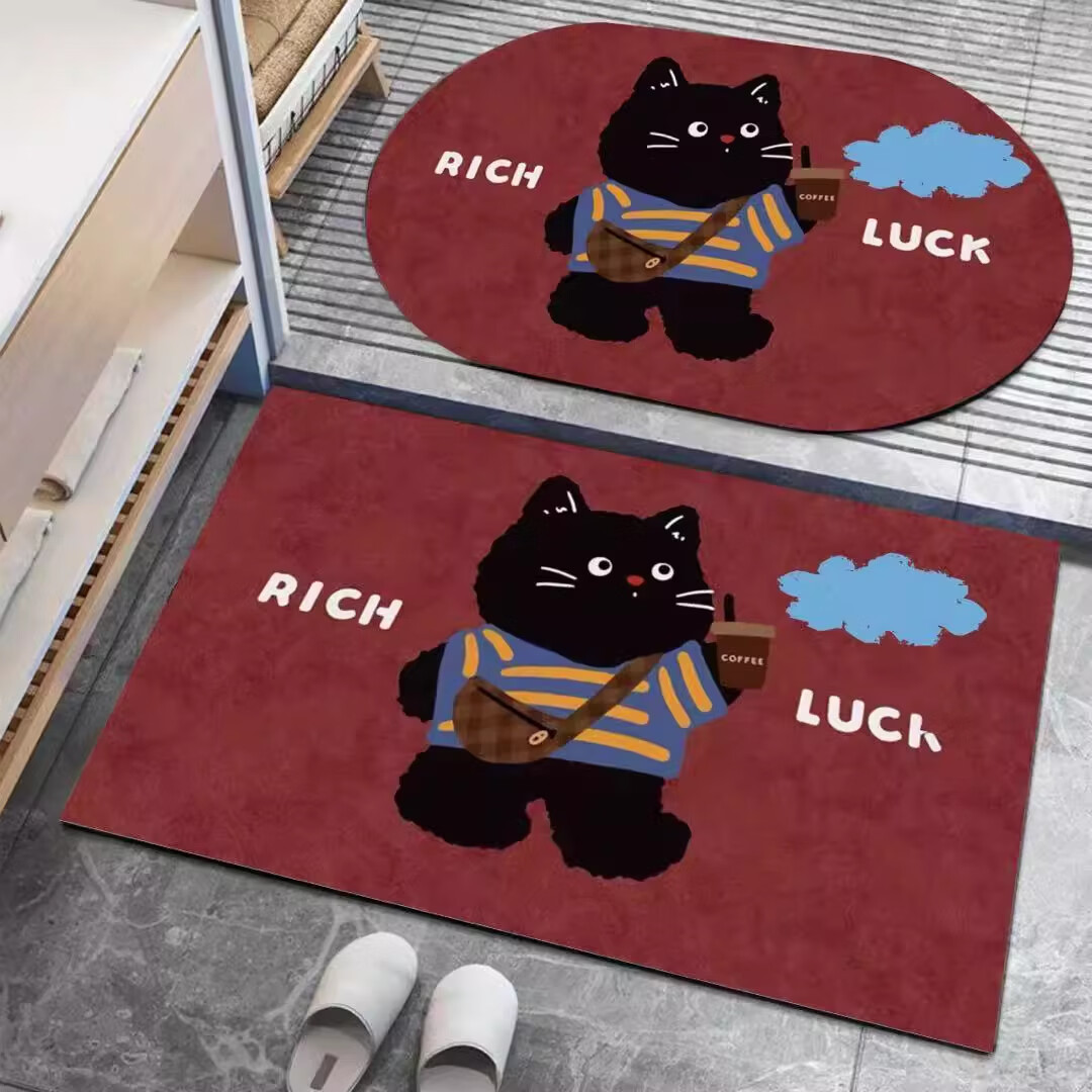 金玉铭川硅藻泥浴室地垫卫生间吸水垫卫浴厕所门口脚垫家用入户门防滑垫子 GZN-J怀旧-Y17（一方一圆 共2件） 40X60cm【吸水速干防滑】