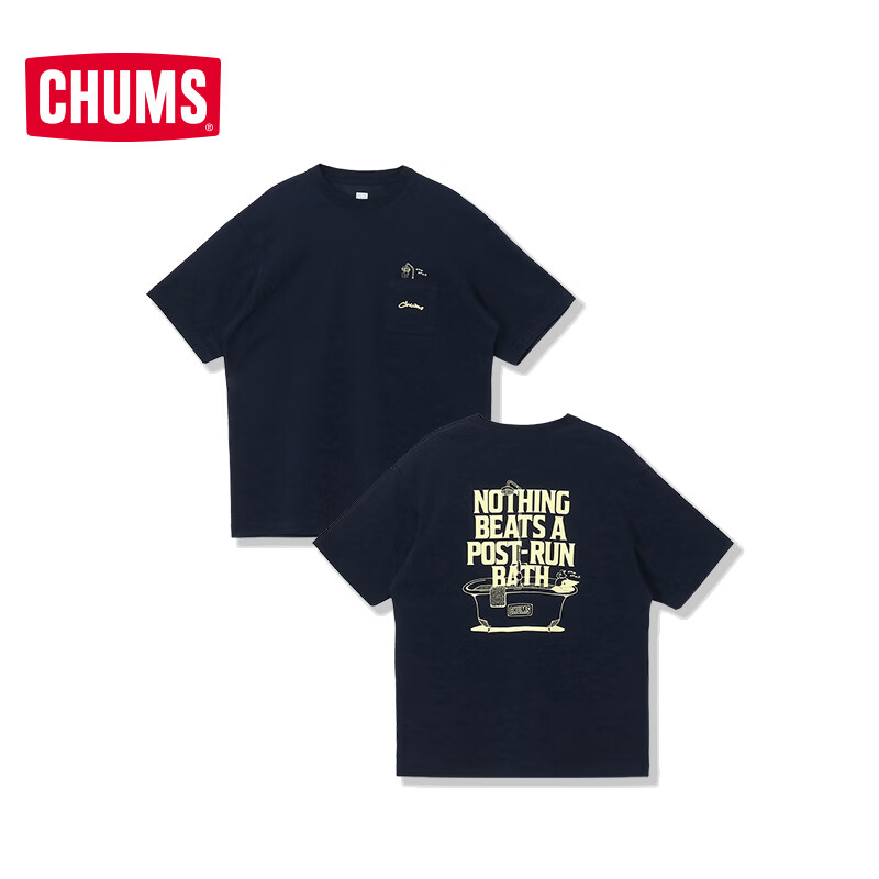 CHUMS洽洽鸟户外运动短袖T恤宽松棉感快干印花情侣休闲上衣CH01-2758 CH01-2758-N001 M （170）