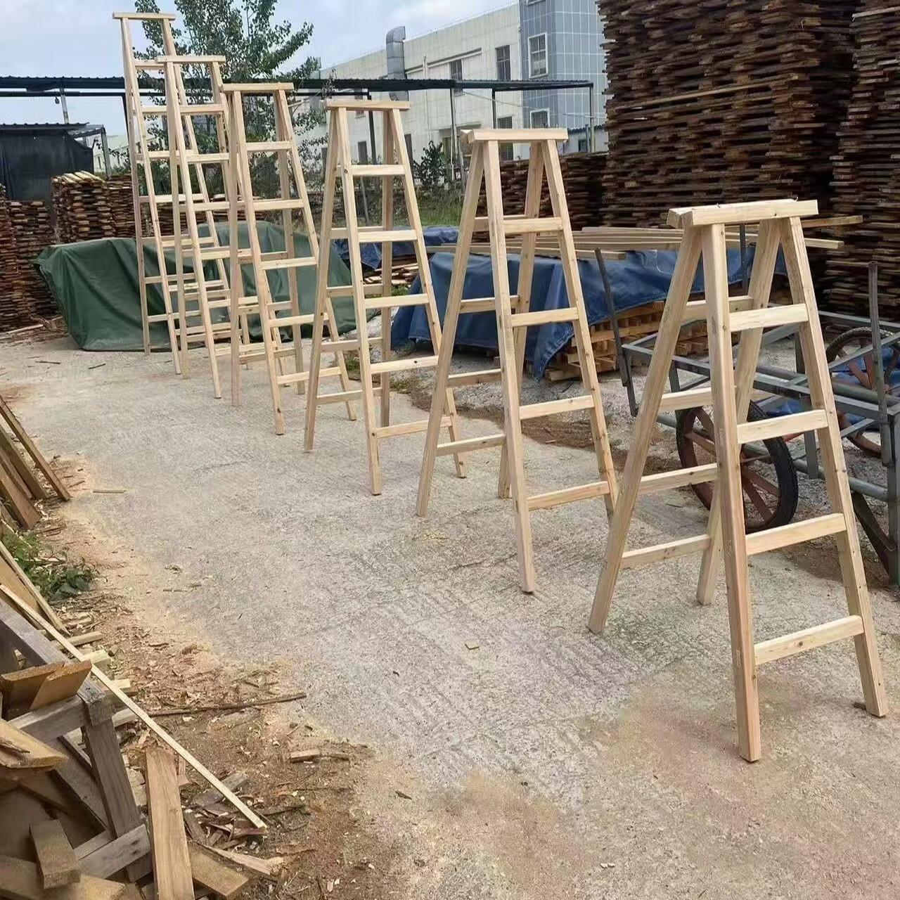 实木加厚折叠梯子人字梯家用梯工地施工楼梯榫卯梯凳步梯折叠梯 2.5米刷木油