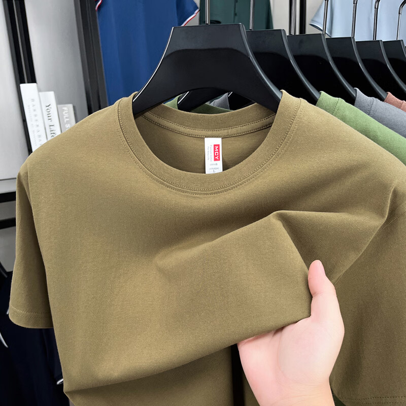 尺度保罗重磅210g100%纯棉圆领短袖T恤男士薄款吸汗透气宽松休闲半袖小白t AA9010深灰 2XL 推荐155-175斤