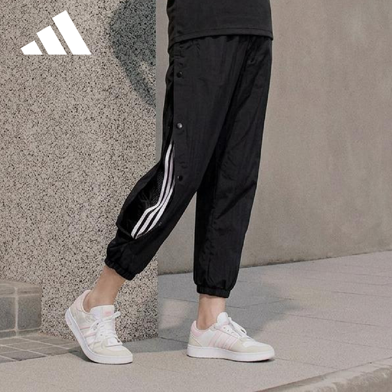 阿迪达斯（adidas）女装宽松跑步训练运动裤休闲舒适束脚卫裤长裤IA6752 黑色 L